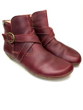 El Naturalista Red Leather Ankle Boots | 39